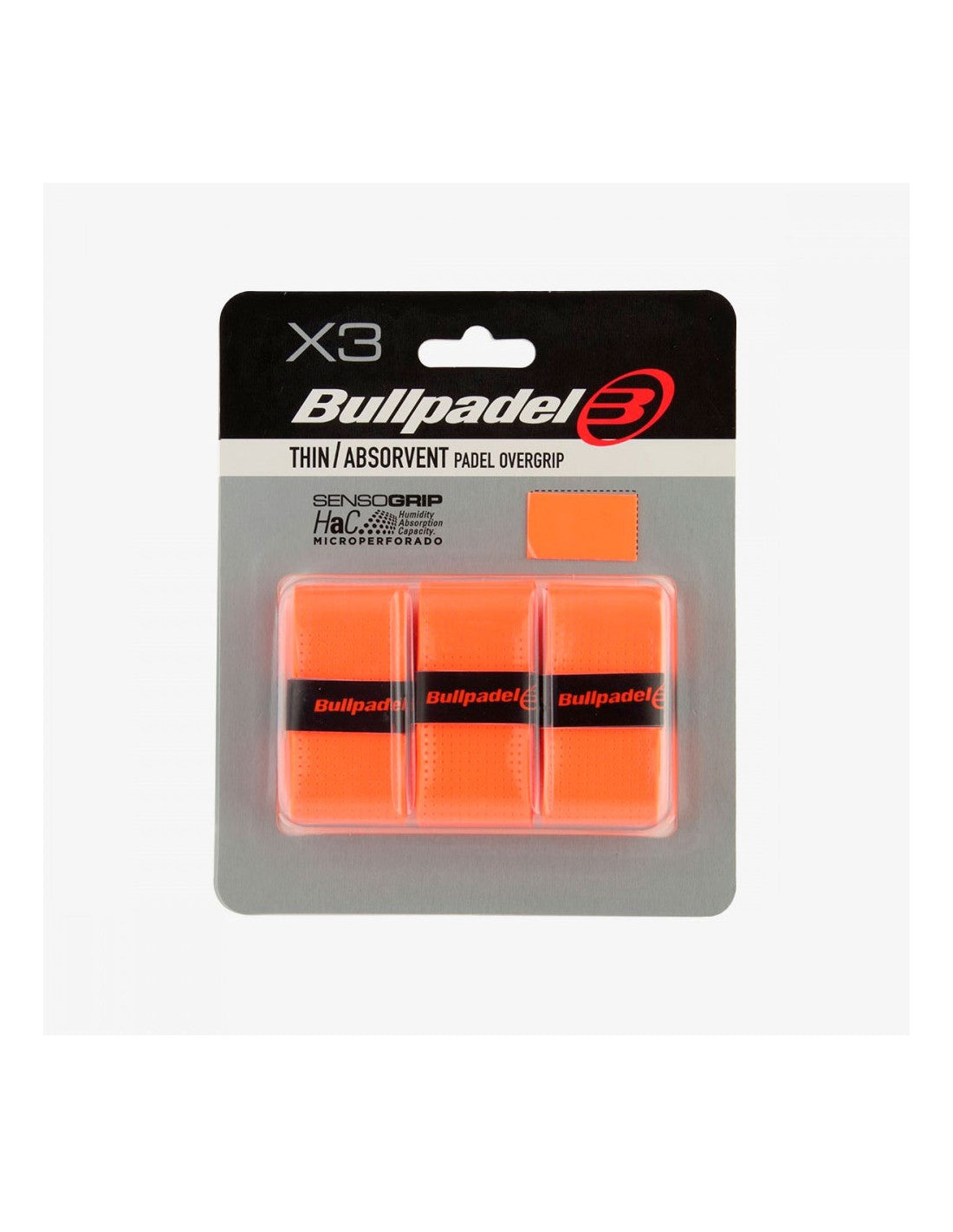 Pack 3 Overgrips Bullpadel Perforados Naranja