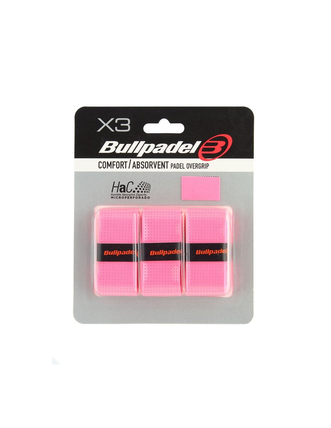 Pack 3 Overgrips Bullpadel Comfort Perforados Rosa
