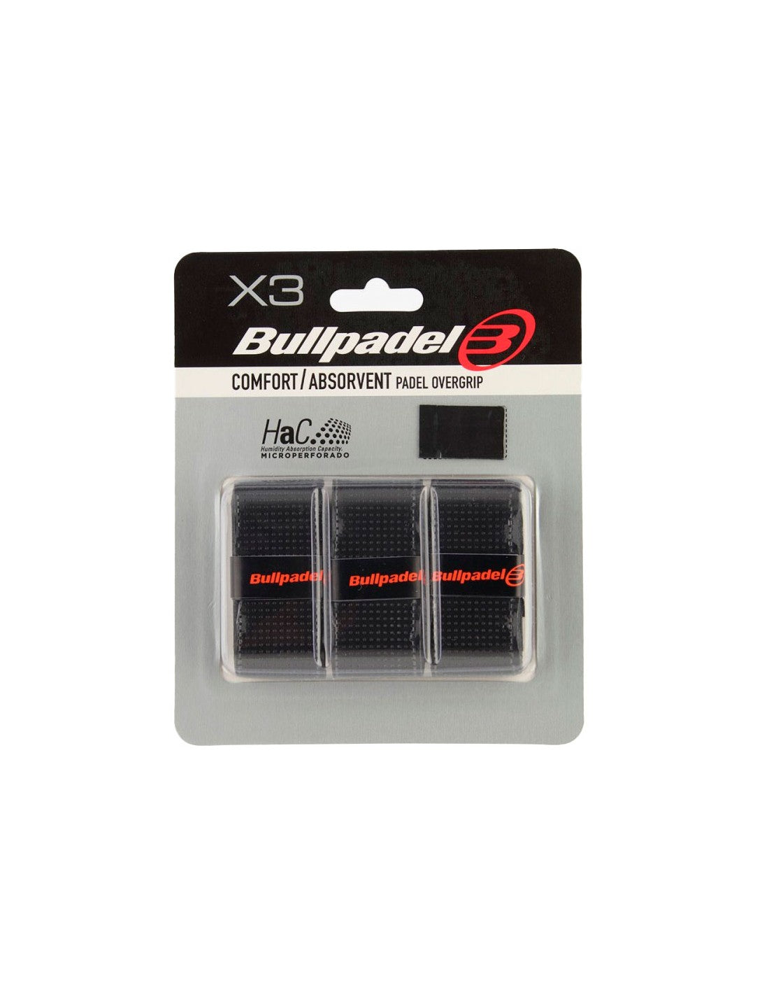 Pack 3 Overgrips Bullpadel Perforado Negro