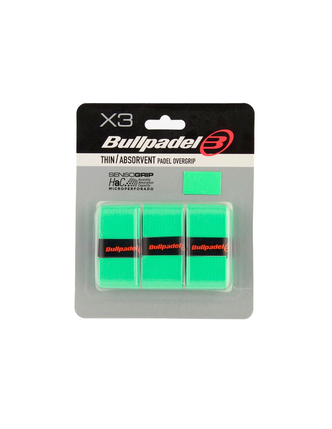 Pack 3 Overgrips Bullpadel Perforados Verde